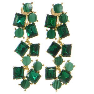 Oscar De La Renta Malachite and Crystal Clip-on Earrings